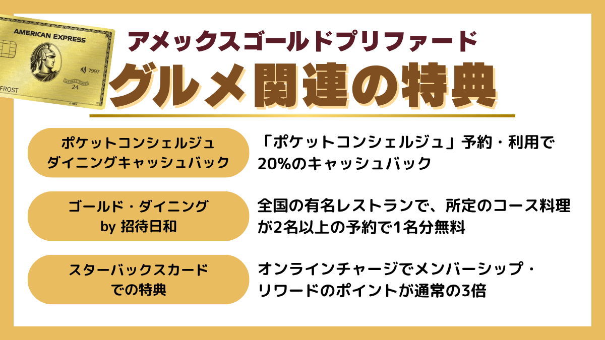 アメックス ゴールドプリファードのグルメ関連の特典