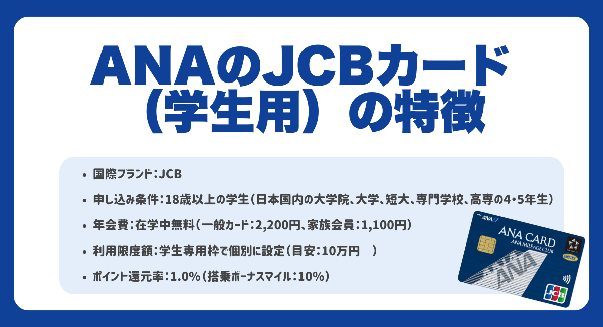 ANA JCBカード（学生専用）の特徴