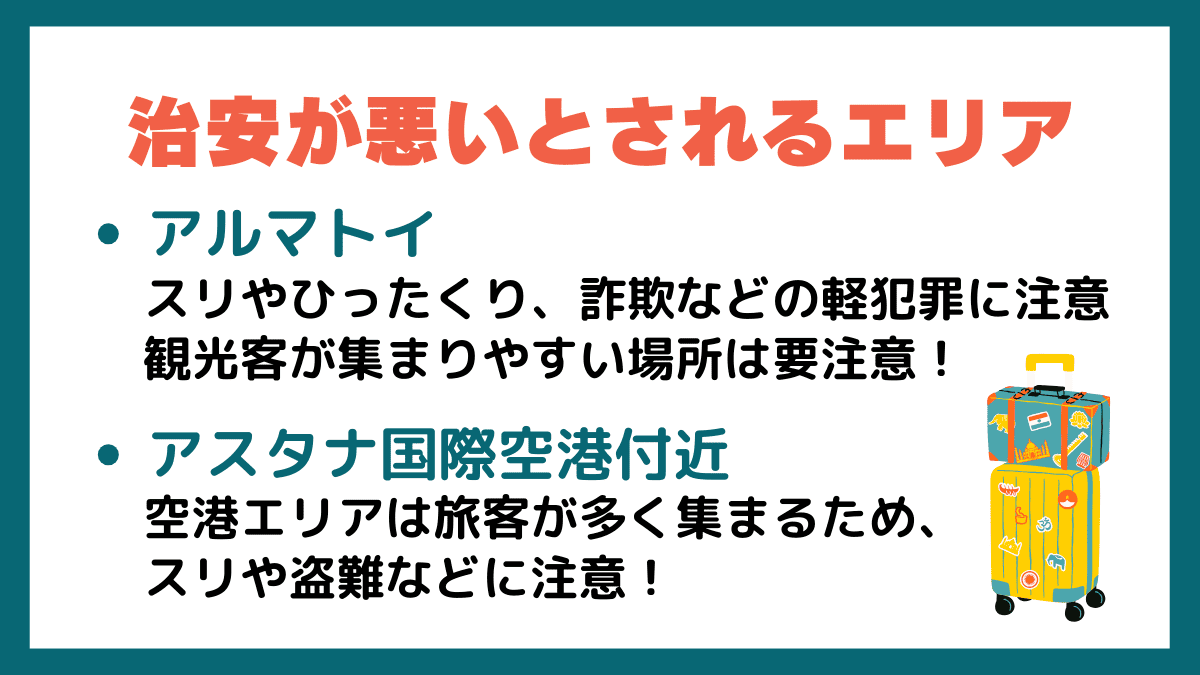 カザフスタンで治安が悪いとされるエリア